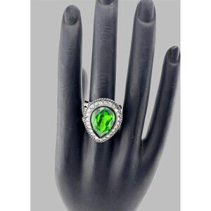 Brighton RAINDROPS Ring Size 8 NWOT J6167E Silver Plated Green Crystal